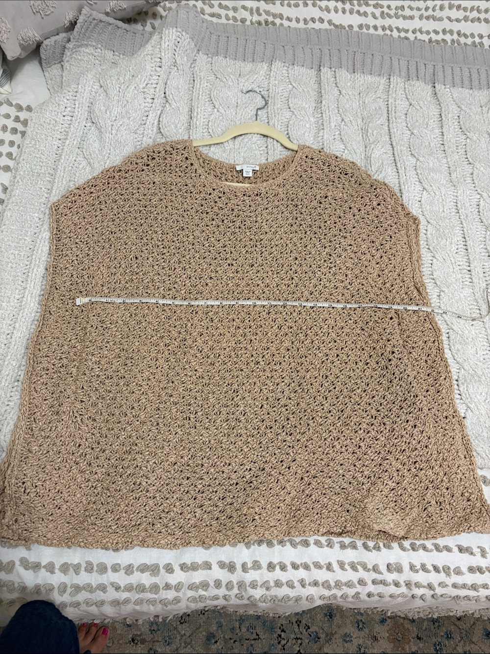 Open-Weave Knitted Sweater Tank in Beige Jjill pure jill